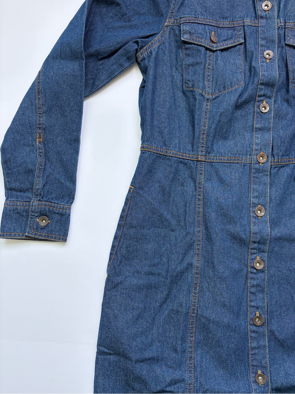 Frye Dark Blue Denim Midi Shirt Dress - Picture 3 of 7